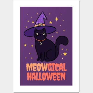 Meowgical halloween a funny halloween pun for cat lovers Posters and Art